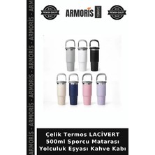 Armoris Çelik Termos Lacivert 500ML Sporcu Matarası Yolculuk Eşyası Kahve Kabı