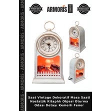 Armoris Saat Vintage Dekoratif Masa Saati Nostaljik Kitaplık Objesi Oturma Odası Detayı Kemerli Fener