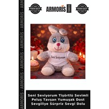 Armoris Seni Seviyorum Tişörtlü Sevimli Peluş Tavşan Yumuşak Dost Sevgiliye Sürpriz Sevgi Dolu