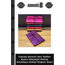 Armoris Yaprak Desenli Deri Defter Asorti Nostaljik Notluk Arkadaşa Hediye Doğum Günü