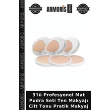 Armoris 3'lü Profesyonel Mat Pudra Seti Ten Makyajı Cilt Tonu Pratik Makyaj