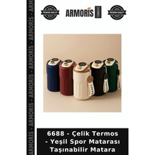 Armoris 6688 - Çelik Termos - Yeşil Spor Matarası Taşınabilir Matara