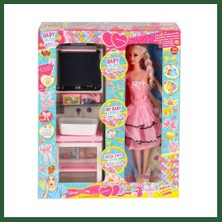 Bezos OYD-02390 Bebek ve Aynalı Lavabo Oyun Seti Oyuncak Bzst