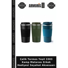 Armoris Çelik Termos Yeşil 3303 Kamp Matarası Erkek Hediyesi Seyahat Aksesuarı