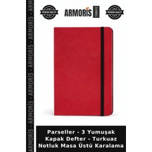 Armoris Parseller - 3 Yumuşak Kapak Defter - Turkuaz Notluk Masa Üstü Karalama