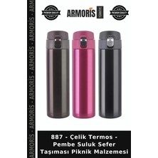 Armoris 887 - Çelik Termos - Pembe Suluk Sefer Taşıması Piknik Malzemesi