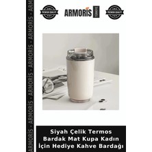 Armoris Siyah Çelik Termos Bardak Mat Kupa Kadın Için Hediye Kahve Bardağı