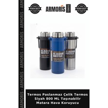 Armoris Termos Paslanmaz Çelik Termos Siyah 800 ml Taşınabilir Matara Hava Koruyucu