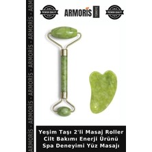 Armoris Yeşim Taşı 2'li Masaj Roller Cilt Bakımı Enerji Ürünü Spa Deneyimi Yüz Masajı