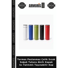 Armoris Termos Paslanmaz Çelik Sıcak Soğuk Tutucu Akıllı Kapak Isı Yalıtımlı Taşınabilir Kap