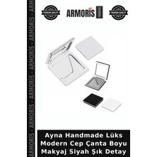 Armoris Ayna Handmade Lüks Modern Cep Çanta Boyu Makyaj Siyah Şık Detay