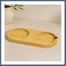 Bezos Ahşap 2 Bölmeli Oval Yağdanlık Altlık 27X12,5 cm BZS10