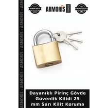 Armoris Dayanıklı Pirinç Gövde Güvenlik Kilidi 25 mm Sarı Kilit Koruma