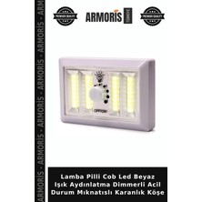 Armoris Lamba Pilli Cob LED Beyaz Işık Aydınlatma Dimmerli Acil Durum Mıknatıslı Karanlık Köşe