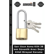 Armoris Sarı Uzun Asma Kilit 38 mm Güvenlik Aracı Depo Kilidi Bireysel Koruma