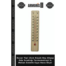 Armoris Duvar Tipi 15CM Küçük Boy Ahşap Oda Sıcaklığı Termometresi Iç Mekan Estetik Eşya Hava Ölçer