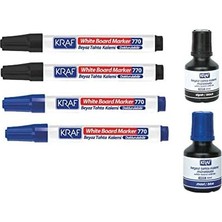 Royal Rain Store Kraf 770 Tahta Kalemi 2 Siyah, 2 Mavi + 1 Siyah + 1 Mavi Kraf 445G Tahta Kalemi Mürekkebi