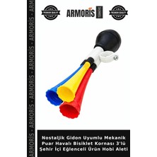 Armoris Nostaljik Gidon Uyumlu Mekanik Puar Havalı Bisiklet Kornası 3'lü Şehir Içi Eğlenceli Ürün Hobi Aleti