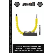 Armoris Akrobat Bükülebilir Esnek Bits Uzatma 12 Li Set 300MM Köşe Vidalama Montaj Gereci Ev Tamiratı