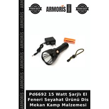 Armoris PD6692 15 Watt Şarjlı El Feneri Seyahat Ürünü Dis Mekan Kamp Malzemesi