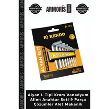Armoris Alyan L Tipi Krom Vanadyum Allen Anahtar Seti 9 Parça Çözümler Alet Mekanik