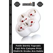 Armoris Fetih Dörtlü Topraklı Fişli Priz Çalışma Prizi Elektrik Grubu Ara Kablo