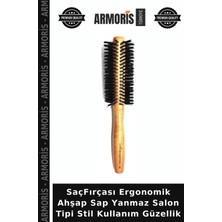 Armoris Saçfırçası Ergonomik Ahşap Sap Yanmaz Salon Tipi Stil Kullanım Güzellik
