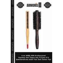 Armoris Liva 408& 690 Profesyonel Yanmaz Set Topuz Saç Fırçası-2'li Şekillendirme Aleti Fön Seti Salon Tipi