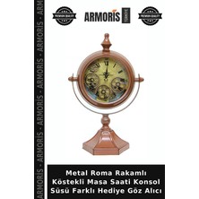 Armoris Metal Roma Rakamlı Köstekli Masa Saati Konsol Süsü Farklı Hediye Göz Alıcı