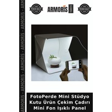 Armoris Fotoperde Mini Stüdyo Kutu Ürün Çekim Çadırı Mini Fon Işıklı Panel