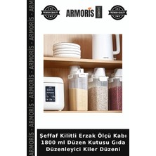 Armoris Şeffaf Kilitli Erzak Ölçü Kabı 1800 ml Düzen Kutusu Gıda Düzenleyici Kiler Düzeni