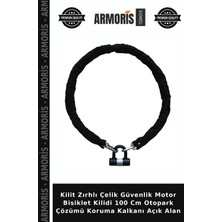 Armoris Kilit Zırhlı Çelik Güvenlik Motor Bisiklet Kilidi 100 cm Otopark Çözümü Koruma Kalkanı Açık Alan