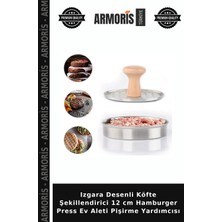 Armoris Izgara Desenli Köfte Şekillendirici 12 cm Hamburger Press Ev Aleti Pişirme Yardımcısı
