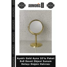 Armoris Ayaklı Gold Ayna 10'lu Paket 8x8 Davet Objesi Sunum Detayı Düğün Hatırası