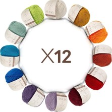 Royal Rain Store Premium 12 Adet 50GR Baby Cotton Amigurumi ve Punch Ipi Set1