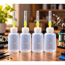 Royal Rain Store Kuzey's Store 4 Adet 50ML Tekrar Kullanılabilir Kolay Doldurulan Çok Amaçlı Şırıngalı Plastik Şişe, Tutkal Aplikatör Şişesi, Rosin Lehim Akı, Temizlik,kozmetik Sıvıları,yapıştırıcılar Için Tasarlanmış