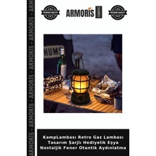 Armoris Kamplambası Retro Gaz Lambası Tasarım Şarjlı Hediyelik Eşya Nostaljik Fener Otantik Aydınlatma