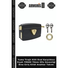 Armoris Yuma Tirajlı Kilit Oval Karşılıksız Siyah YM600 70MM Ofis Güvenliği Bina Giriş Kilidi Anahtar Takımı