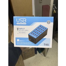 Royal Rain Store 20 Port USB Şarj Istasyonu, 100W, 5V/20A Çıkış, Masaüstü Çoklu Şarj Ünitesi, Aşırı Akım Korumalı