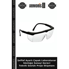 Armoris Şeffaf Ayarlı Çapak Laboratuvar Gözlüğü Sanayi Gereci Teknik Gözlük Proje Ekipmanı