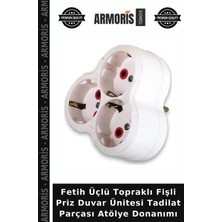 Armoris Fetih Üçlü Topraklı Fişli Priz Duvar Ünitesi Tadilat Parçası Atölye Donanımı