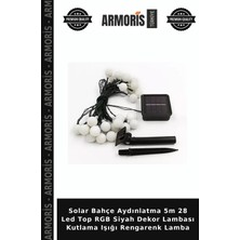 Armoris Solar Bahçe Aydınlatma 5m 28 LED Top Rgb Siyah Dekor Lambası Kutlama Işığı Rengarenk Lamba