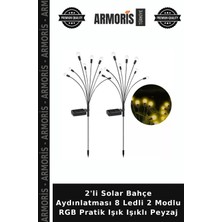 Armoris 2'li Solar Bahçe Aydınlatması 8 Ledli 2 Modlu Rgb Pratik Işık Işıklı Peyzaj