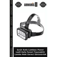 Armoris Şarjlı Kafa Lambası Power Ledli Kafa Feneri Taşınabilir Lamba Hobi Gereci Görünürlük