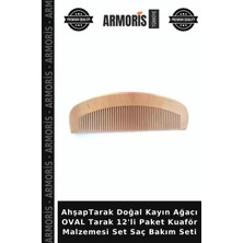 Armoris Ahşaptarak Doğal Kayın Ağacı Oval Tarak 12'li Paket Kuaför Malzemesi Set Saç Bakım Seti