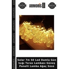 Armoris Solar 7m 50 LED Damla Gün Işığı Teras Lambası Güneş Panelli Lamba Ağaç Süsü