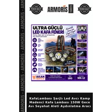 Armoris Kafalambası Şarjlı LED Avcı Kamp Madenci Kafa Lambası 150W Gece Avı Seyahat Aleti Aydınlatma Aracı