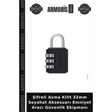 Armoris Şifreli Asma Kilit 32MM Seyahat Aksesuarı Emniyet Aracı Güvenlik Ekipmanı