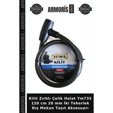 Armoris Kilit Zırhlı Çelik Halat YM735 120 cm 20 mm Iki Tekerlek Dış Mekan Taşıt Aksesuarı