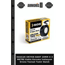 Armoris Kauçuk Eriyen Bant 20MM x 3 Metre Kablo Koruma Izolasyon Ürünü Tesisat Tamir Bandı